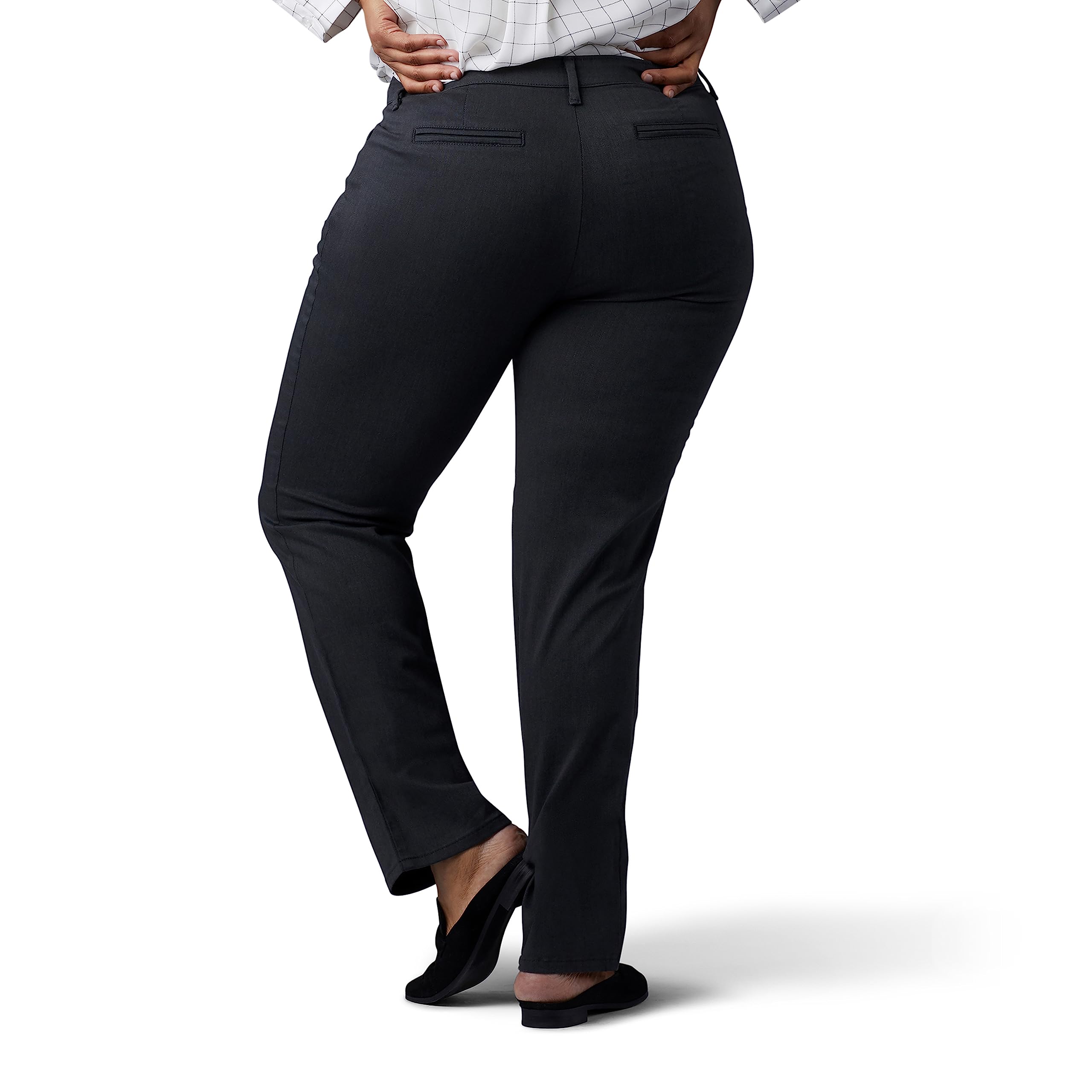 Lee Damen Plus Size Relaxed Fit All Day Straight Leg Pant Unterhose, Dunkelgrau meliert, 26 Petite – Ansicht 2