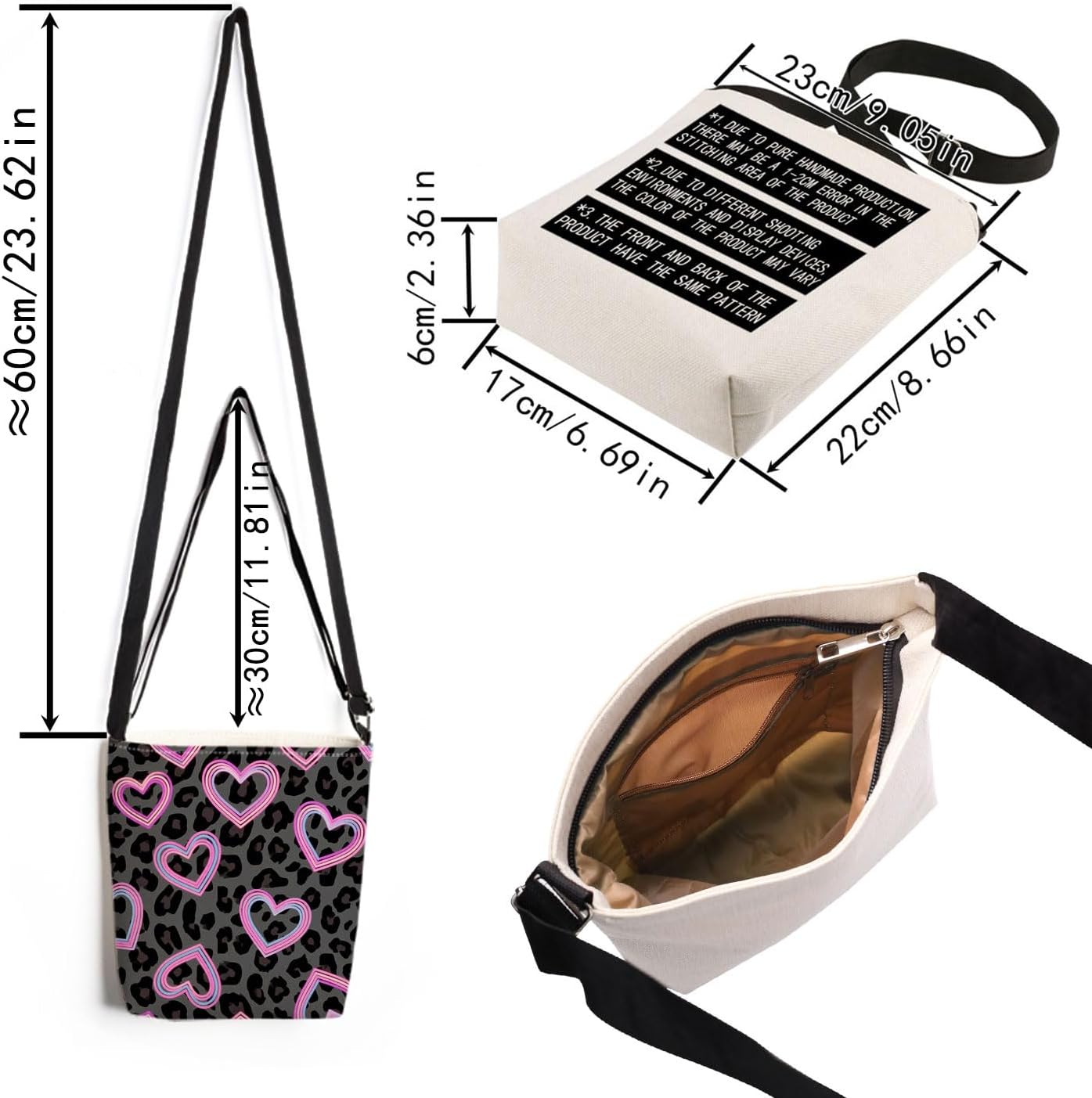 Leopard Heart Cheetah Double-sided Printed Messenger Bag image 4