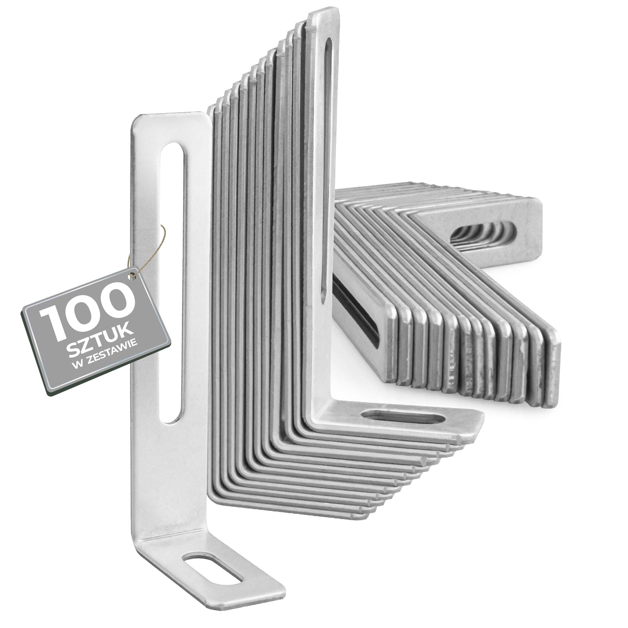 ATM Kątownik meblowy stalowy - Rozmiar 75x30x15 mm - Grubość 1,5 mm - Łącznik kątowy ocynkowany do drewna i mebli - 100 Sztuk