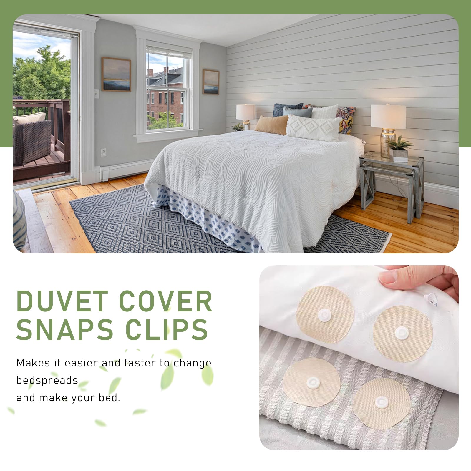 10 Pairs Duvet Snaps, Round Non-Iron On and Needleless Duvet Clips, Snap-On Lightweight Quilt Holder, Comforter Clips to Hold Comforter Inside, Prevents Duvets from Shifting in The Quilt Cover