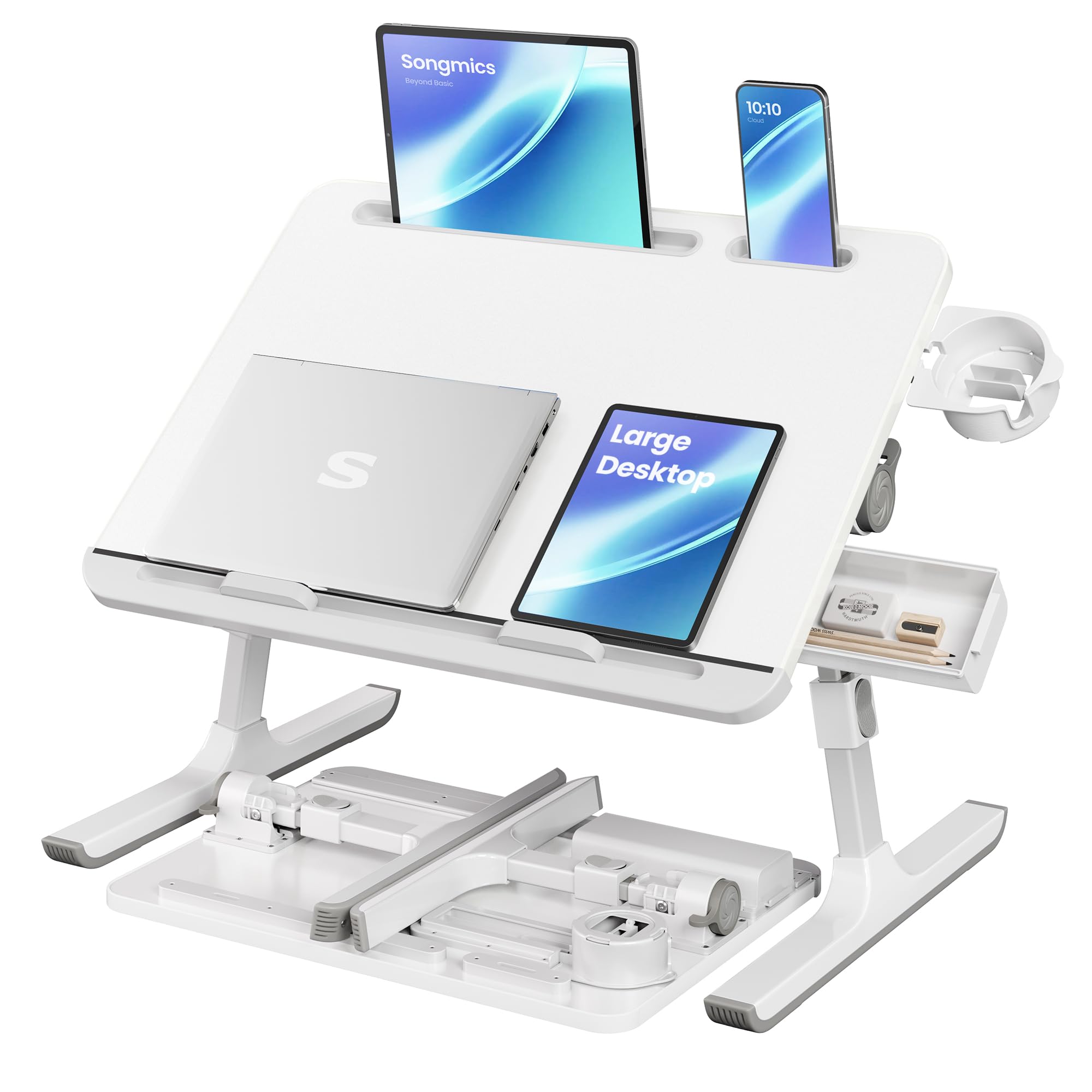 SONGMICS Bed Laptop Desk, Foldable, Adjustable Height, 15.7 x 22 Inches