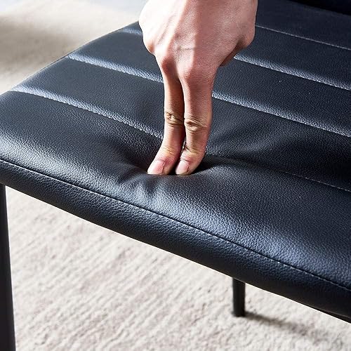 Miniatura 5 de Juego de 6 sillas auxiliares modernas para cocina, tapizadas de piel sintética con respaldo alto y patas de metal, asiento acolchado para