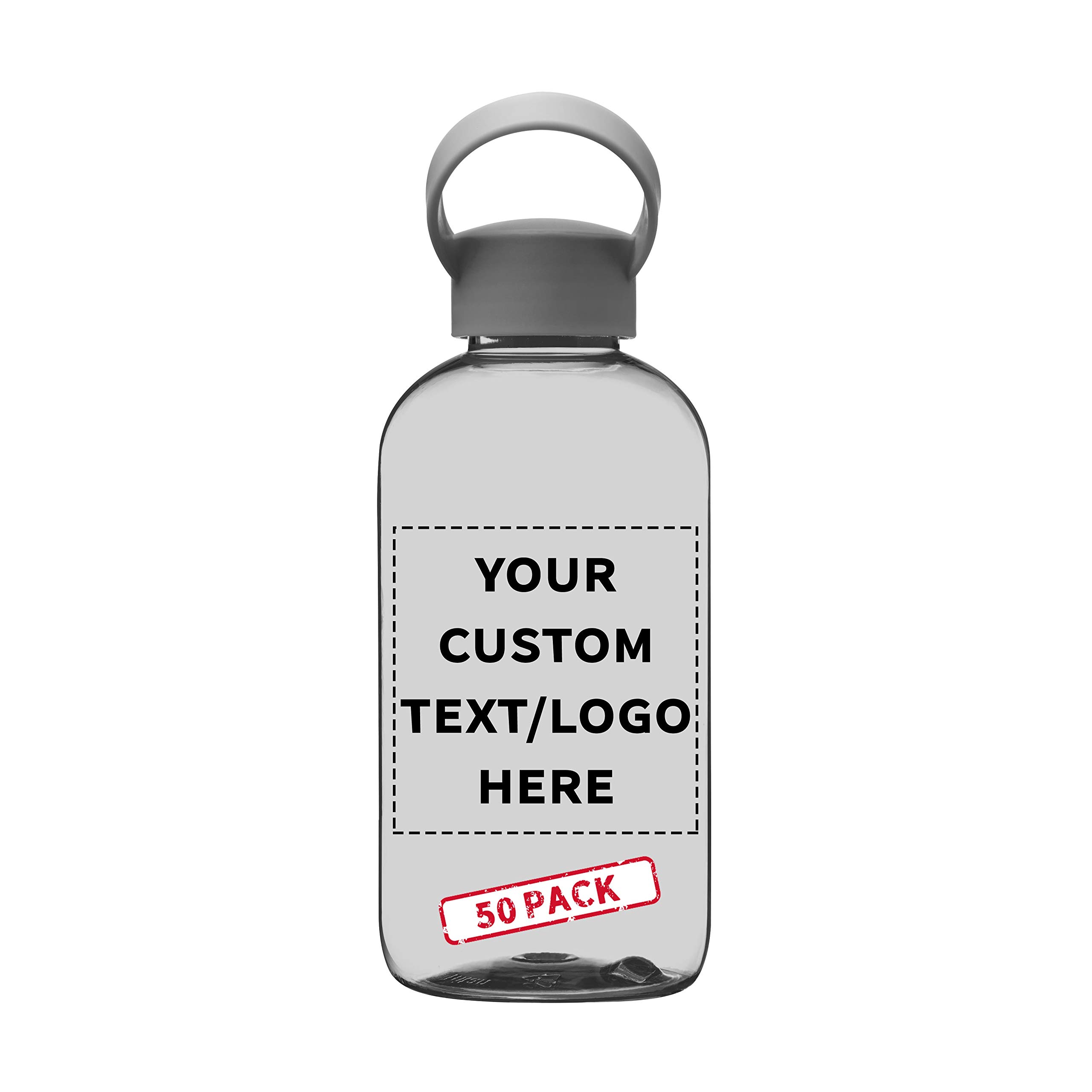 DISCOUNT PROMOS 50 Beau Water Bottles with Handle Set, 20 oz. - Customizable Text, Logo - Flexi-Grip, Plastic, Drinkware - Smoke