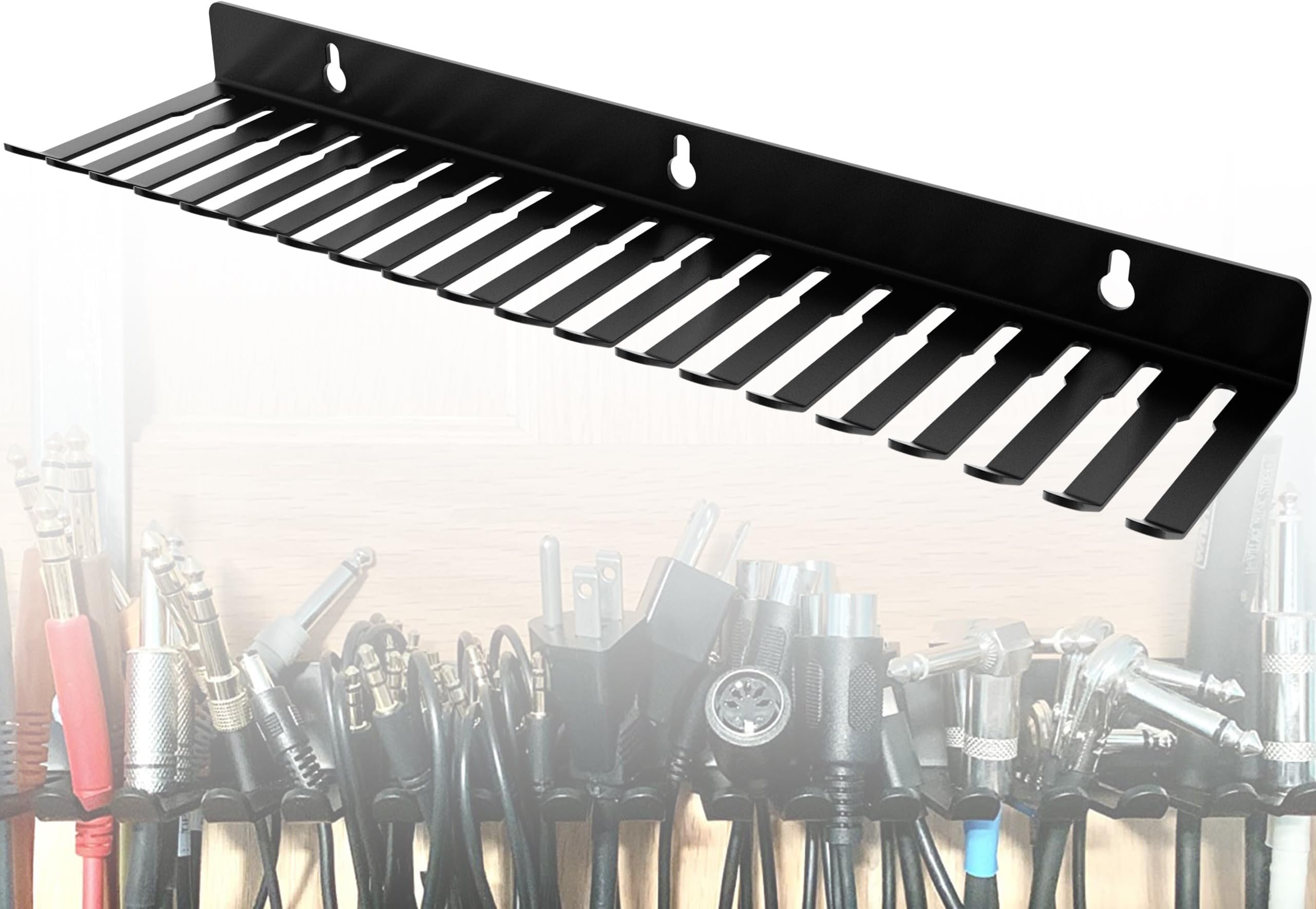 - 19 Slots Wall mountable Cable Hanger and Organizer,Cable Holder,Cable Organizer Studio Storage,Slots Width from 5.5 to 9.5mm for Cord Management Rack