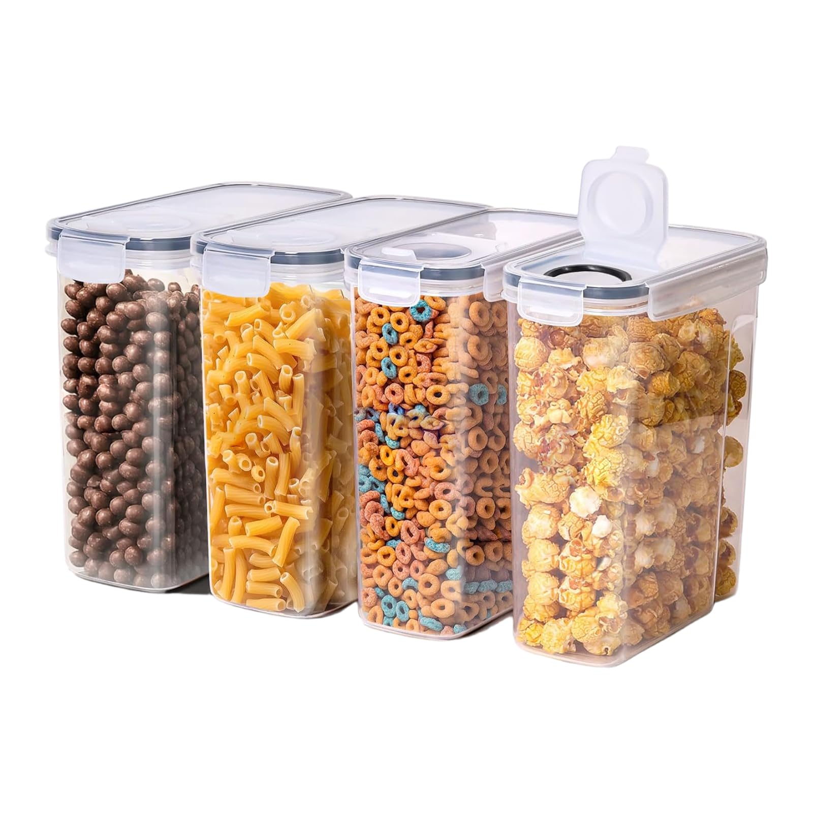 4 Pièce Bocaux Hermetiques Alimentaires en Plastique Scellée, Boite de Conservation Alimentaire Cuisine, Boîtes de Rangement Alimentaire Hermétiques avec Couvercle, pour Muesli, Cornflakes