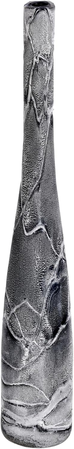 Vickerman 23" Charcoal Swirl Glass Vase. Easily incorporate This Opulent vase into Your stylistic Space. Pair with Your Favorite Faux Floral for The Perfect Finishing Touch. Each vase is Slightly