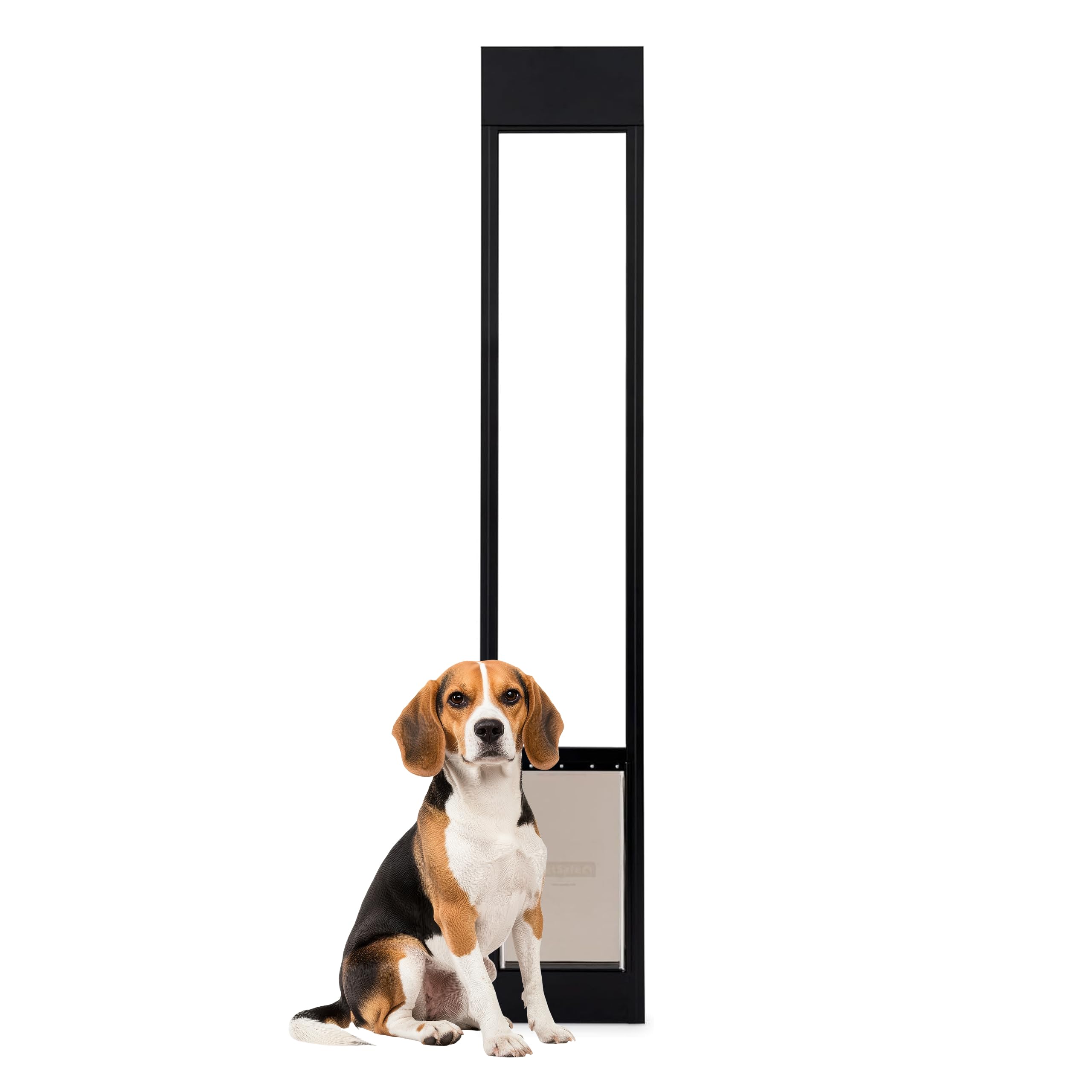 PetSafe Sliding Glass Pet Door, 1 Piece, Medium Dogs to 40 lbs, Black | Adjustable Height 75 7/8 to 80 11/16 Inches, No-Cut DIY Install into Existing Track, Magnetic Flap, Durable Aluminum Frame 75 7/8" to 80 11/16" Sliding Door Medium Black