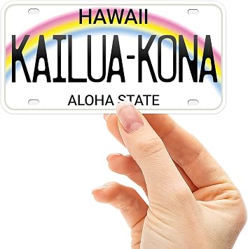 Hawaii Bumper Stickers for Car with 8 Hawaiian Cities & Phrases, Rainbow License Plate Cute Hawaii Souvenir Stickers for Hydroflask Kailua-Kona