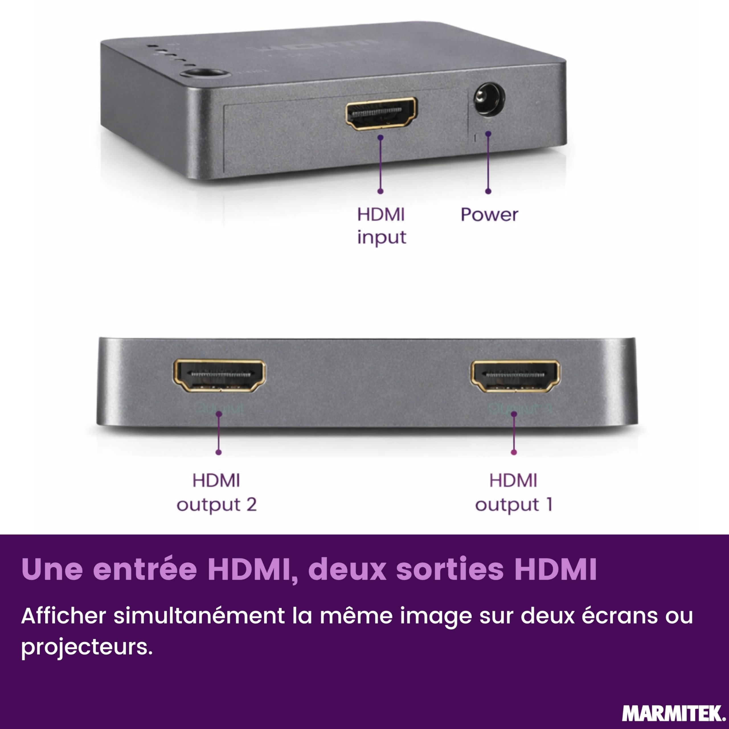 Marmitek Split 312 UHD - Répartiteur HDMI 1x2 4K pour TV et vidéoprojecteur