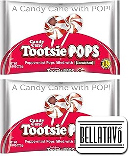 Candy Cane Lollipops Individually Wrapped Bundle. Includes Two-9.6 Oz Bags of Candy Cane Tootsie Pops Plus a BELLATAVO Fri...