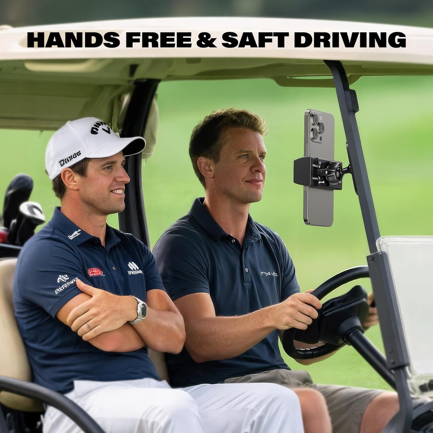 Aluminum Alloy Golf Cart Phone Holder with Safety Lock, Heavy Duty Magnetic Golf Phone Mount for EZGO/Club Car/Yamaha/Icon, Golf Cart Accessories Gifts for Men Women [Phone Case Friendly] - Image 7