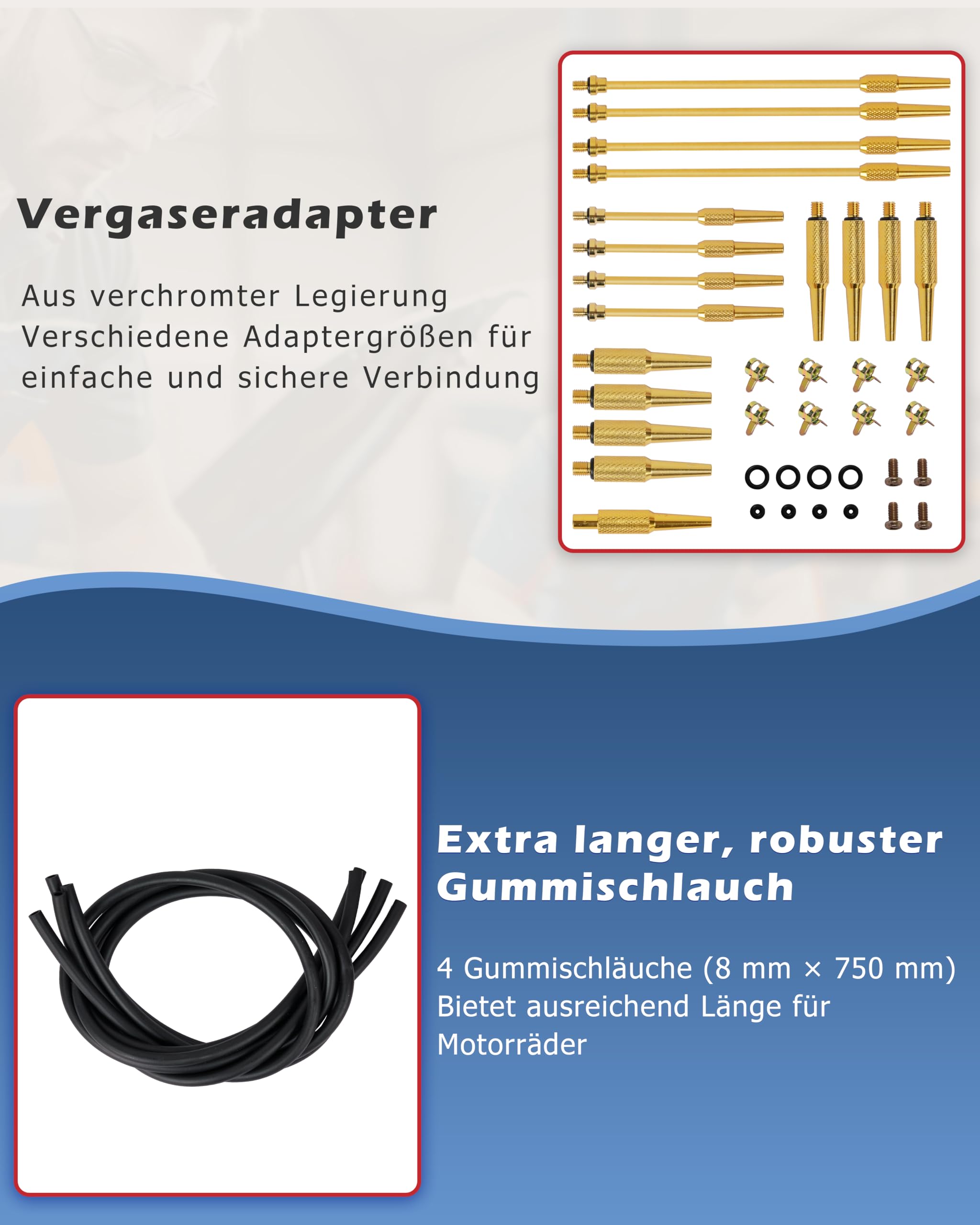 DAYUAN Synchrontester für 4 Vergaser Synchrontestgerät Vergaseruhren Synchronuhren PKW Motorrad Vakuumprüfer