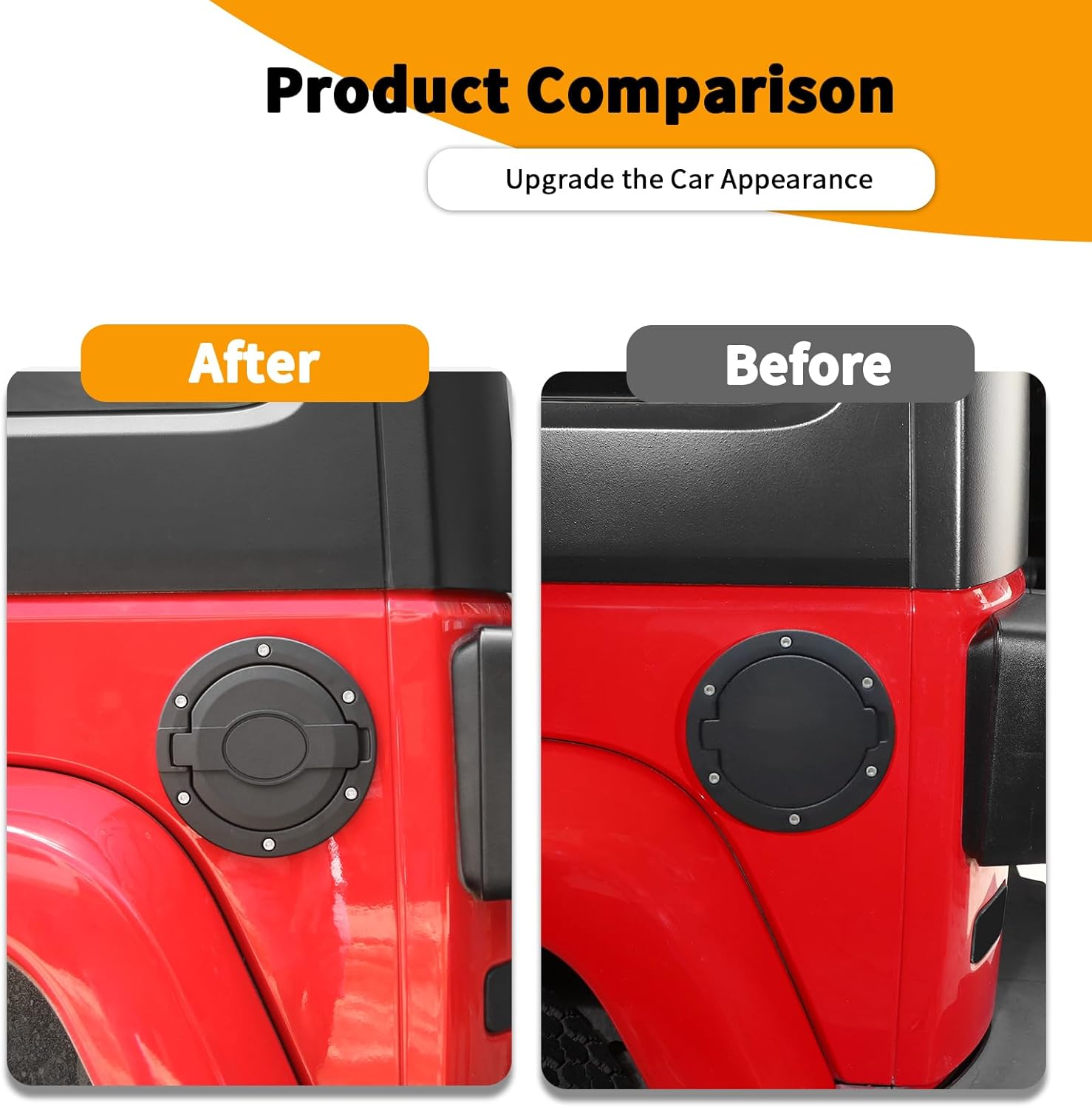 Hoolcar Gas Tank Cap Cover Fuel Filler Cover for JK Gas Cap for Jeep Wrangler JK & Unlimited 2007-2017 Sport Rubicon Sahara, Black