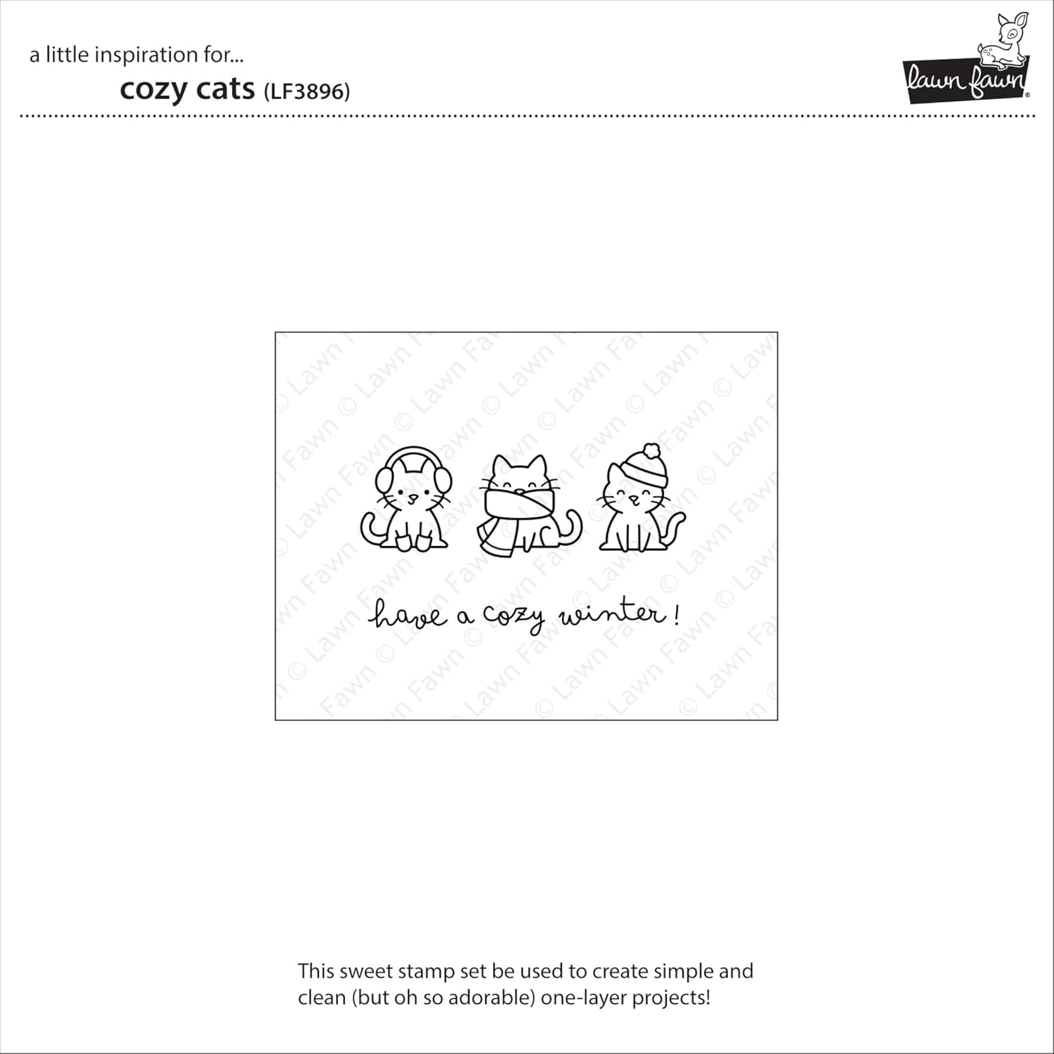 Lawn Fawn LF3896 Cozy Cats 4X6 Clear Stamp Set