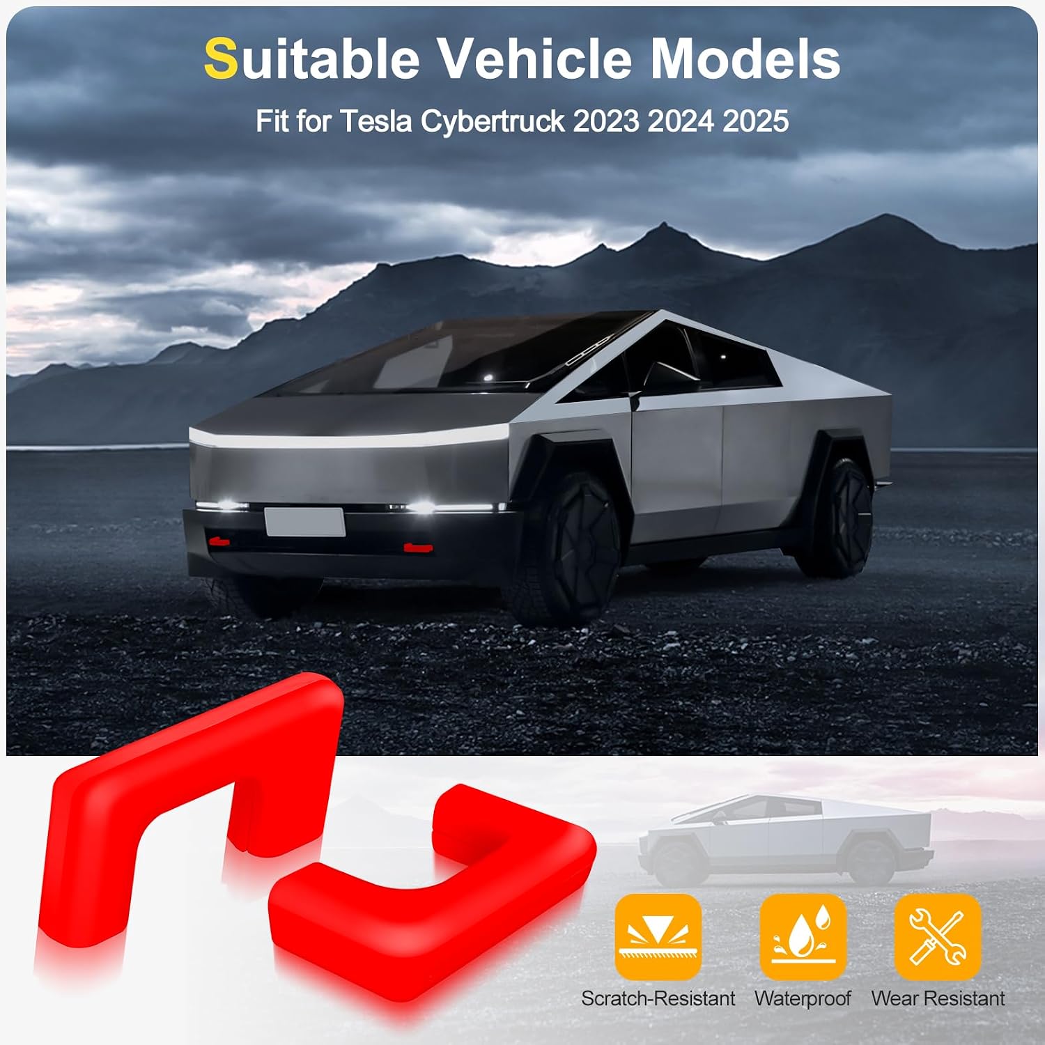 Tow Hook Covers for Tesla Cybertruck 2023 2024 2025,Customized Tow Hitch Covers Compatible with Tesla Cybertruck Accessories,2PCS-RED