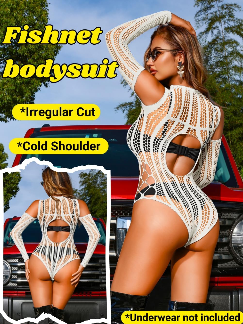 Sheer Fishnet Bodysuit, Rave Club Outfit, Fit 0-18, Lace Wear Dancer Cutout Mesh Dancewear Glow Festival Top Plus - Image 3