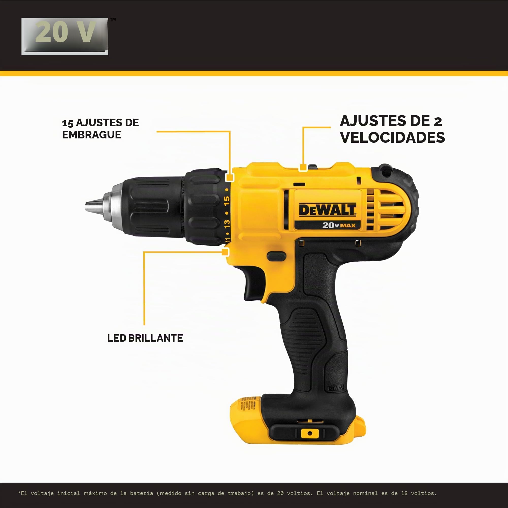 DEWALT Taladro inalámbrico y destornillador de impacto de 20 V MAX, kit combinado de herramientas eléctricas con 2 baterías y cargador (DCK240C2)