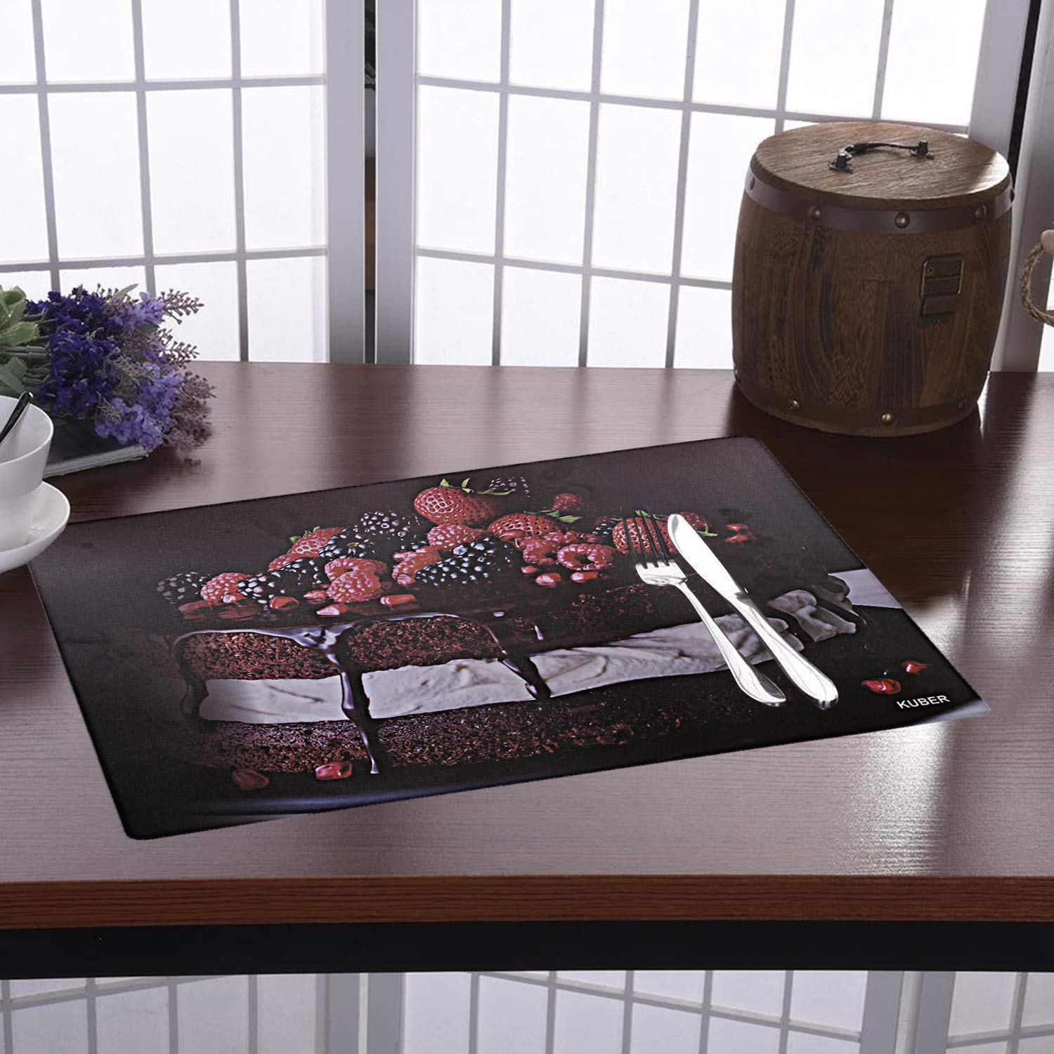 Kuber Industries PVC 6 Pieces Dining Table Placemat Set (Brown) -CTKTC28945