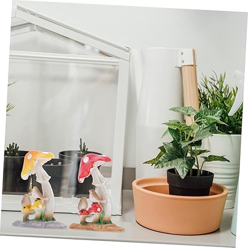Miniatura 9 de IMIKEYA 12 Pcs Mushroom Ornament Mushroom Desktop Decor Mushroom Figurines Landscape Plant Mushrooms Miniature Car Decoration Small Mushroom Bird