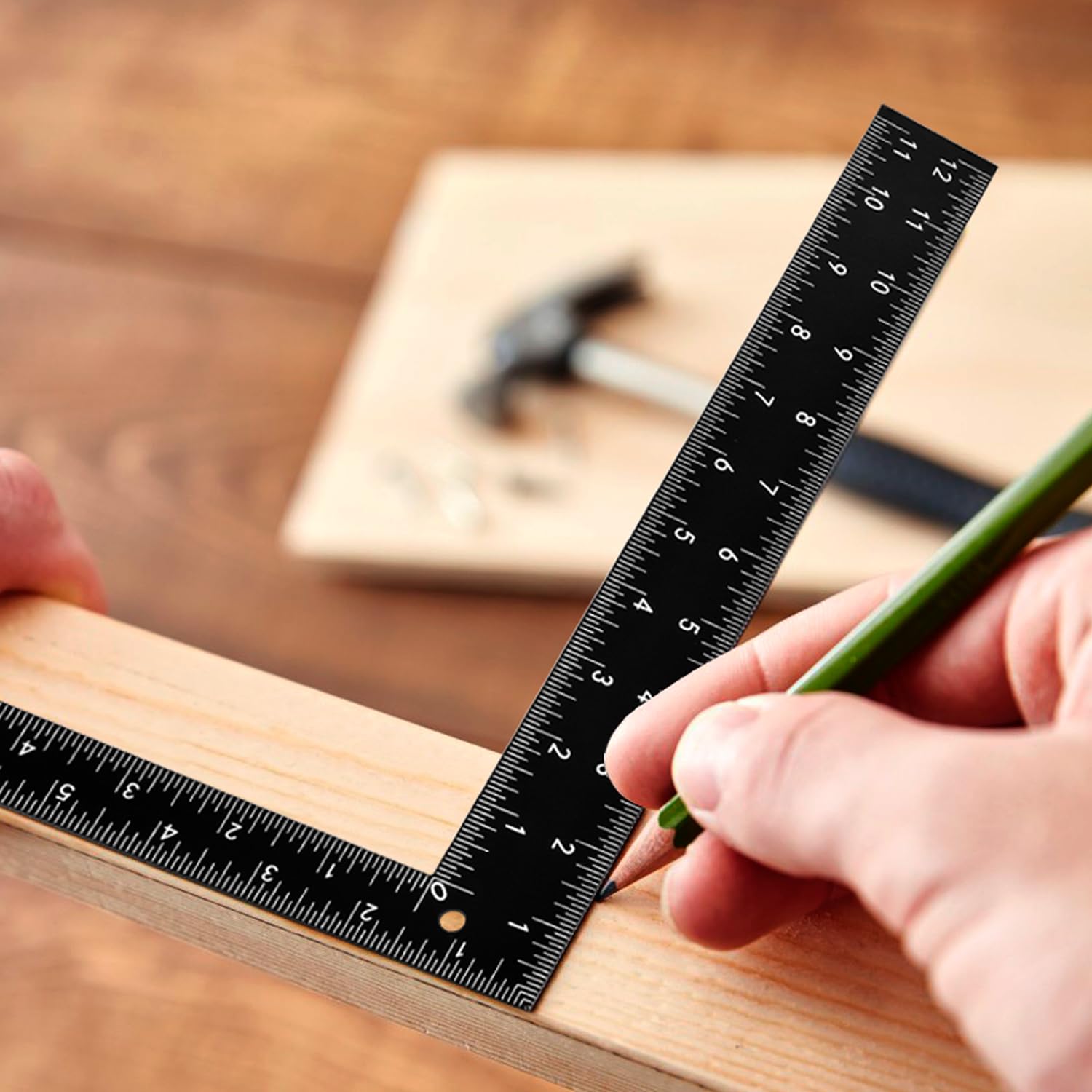 Professional 8x12 Inch Carpenter Square - Heavy-Duty Carbon Steel Framing Tool with Dual-Scale (Imperial/Metric), Rust-Resistant Right Angle Ruler for Carpentry, Roofing & Layouts