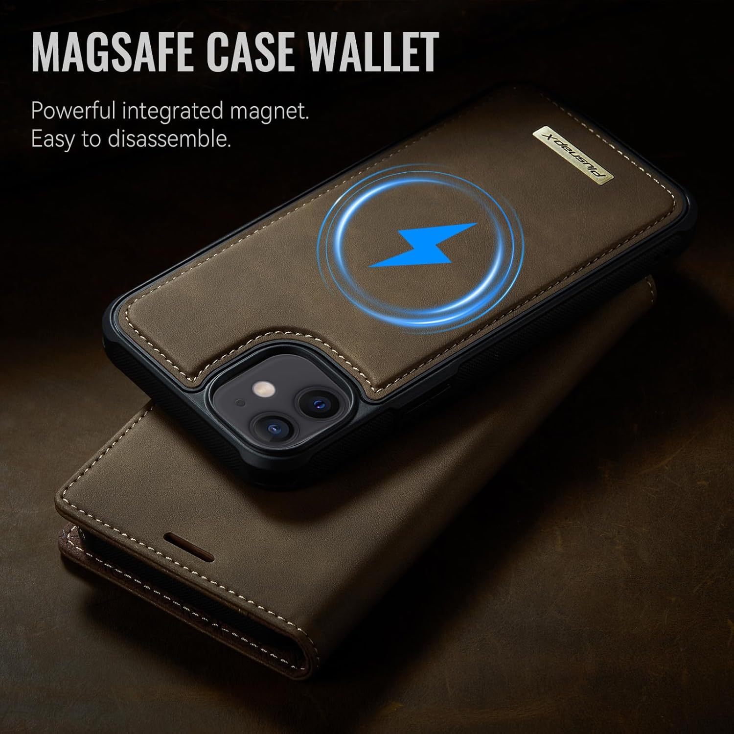 Wallet Case for iPhone 12 / iPhone 12 Pro Compatible with Magsafe, 2-in-1 PU Leather Flip RFID Blocking Card Holder Stand Shockproof Magnetic Detachable Cover for iPhone 12 Pro Case, Brown