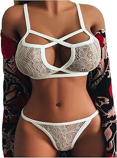 Yigebo Women's sexy cage bra and panties underwear set