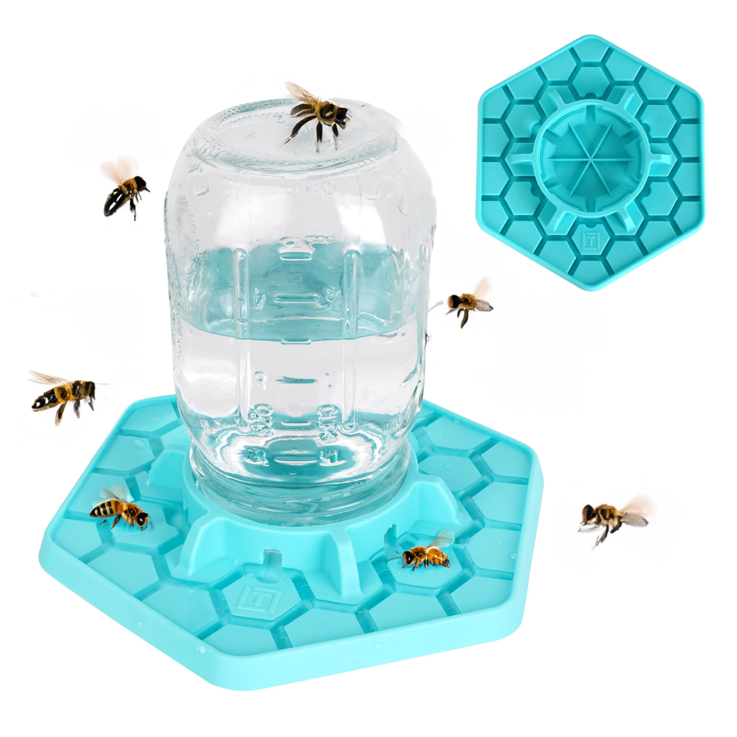 Bee Feeder for Mason Jar Made of Silicone - Bee Watering Station for Garden Compatible with Regular Mouth Mason Jars