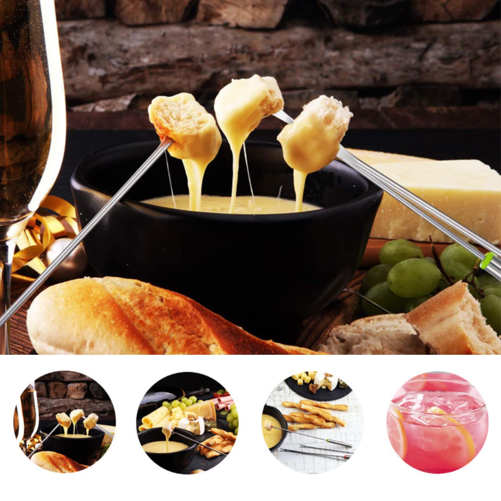 6PCS Stainless Steel Fondue Forks - 9.5 Inch, Colored Coding, Set of 6 for Hot Pot, Barbecue, Fruits, Vegetables — Amazon image 3