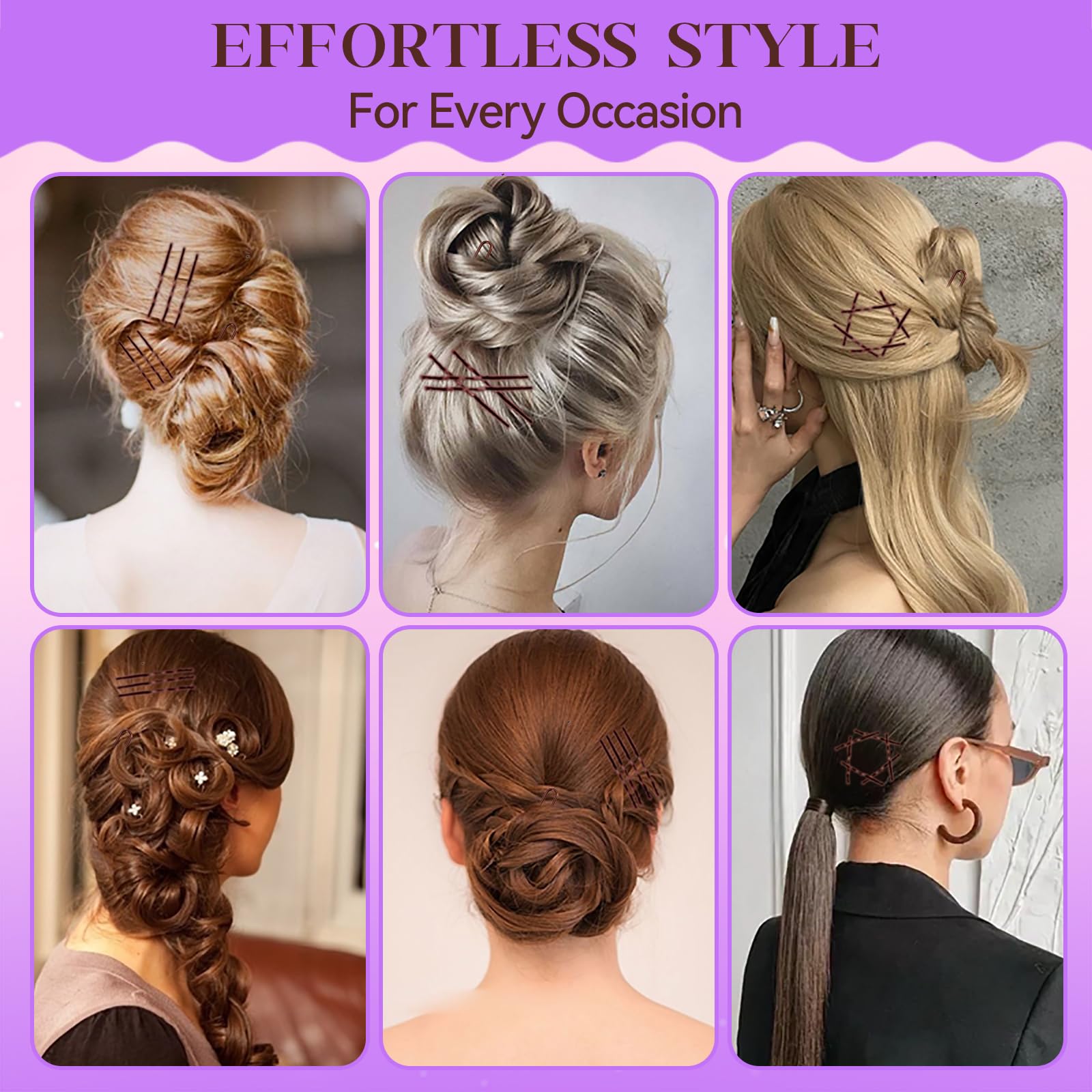 Juego de 300 horquillas para el pelo con caja de almacenamiento, 100 horquillas antideslizantes marrones, 100 horquillas invisibles para mujeres y 100 bandas transparentes para el cabello, bloquean el