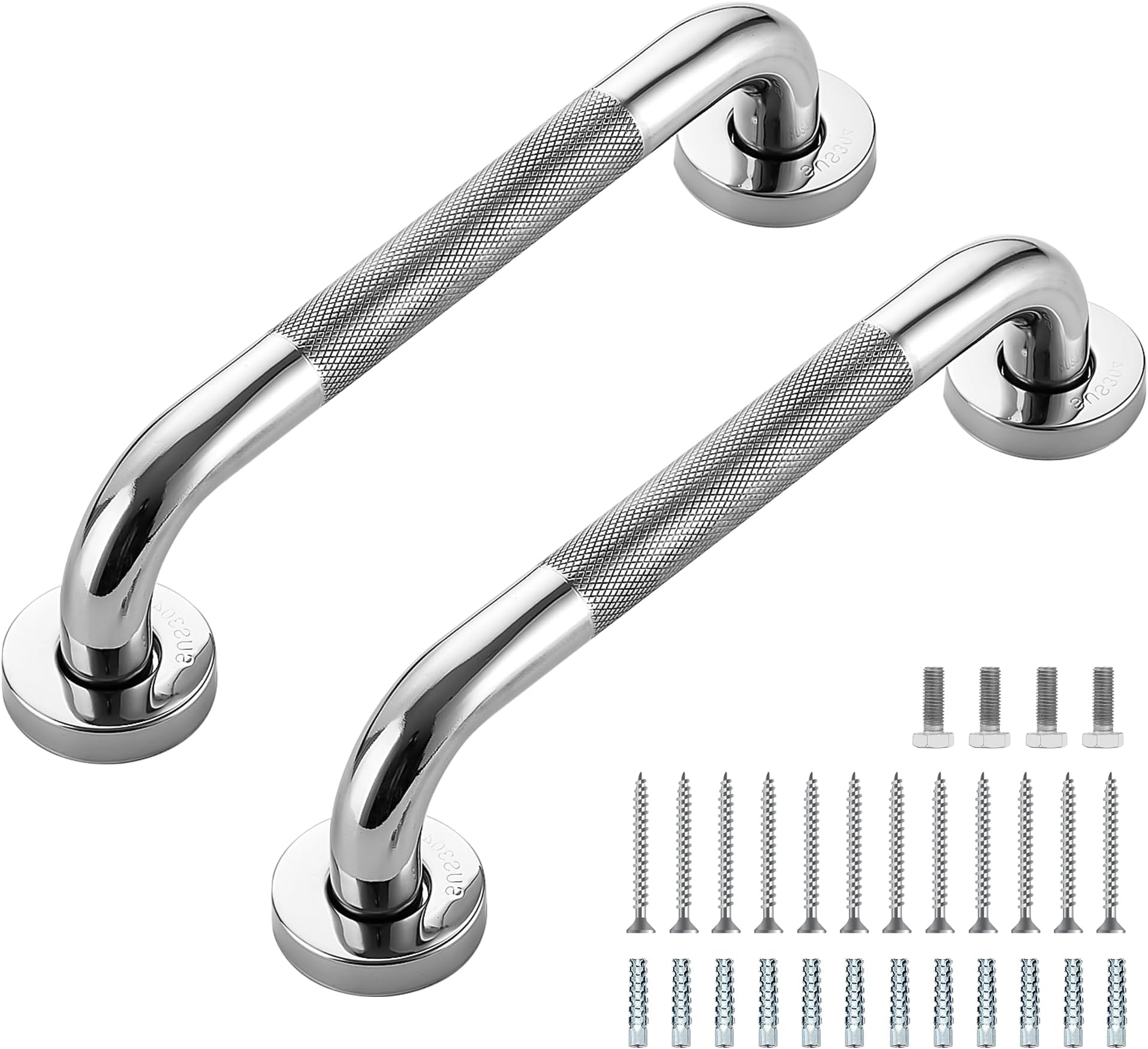 Grab Bars for Shower, 12 Inch Shower Handle, 2 Pack, Polished Nickel