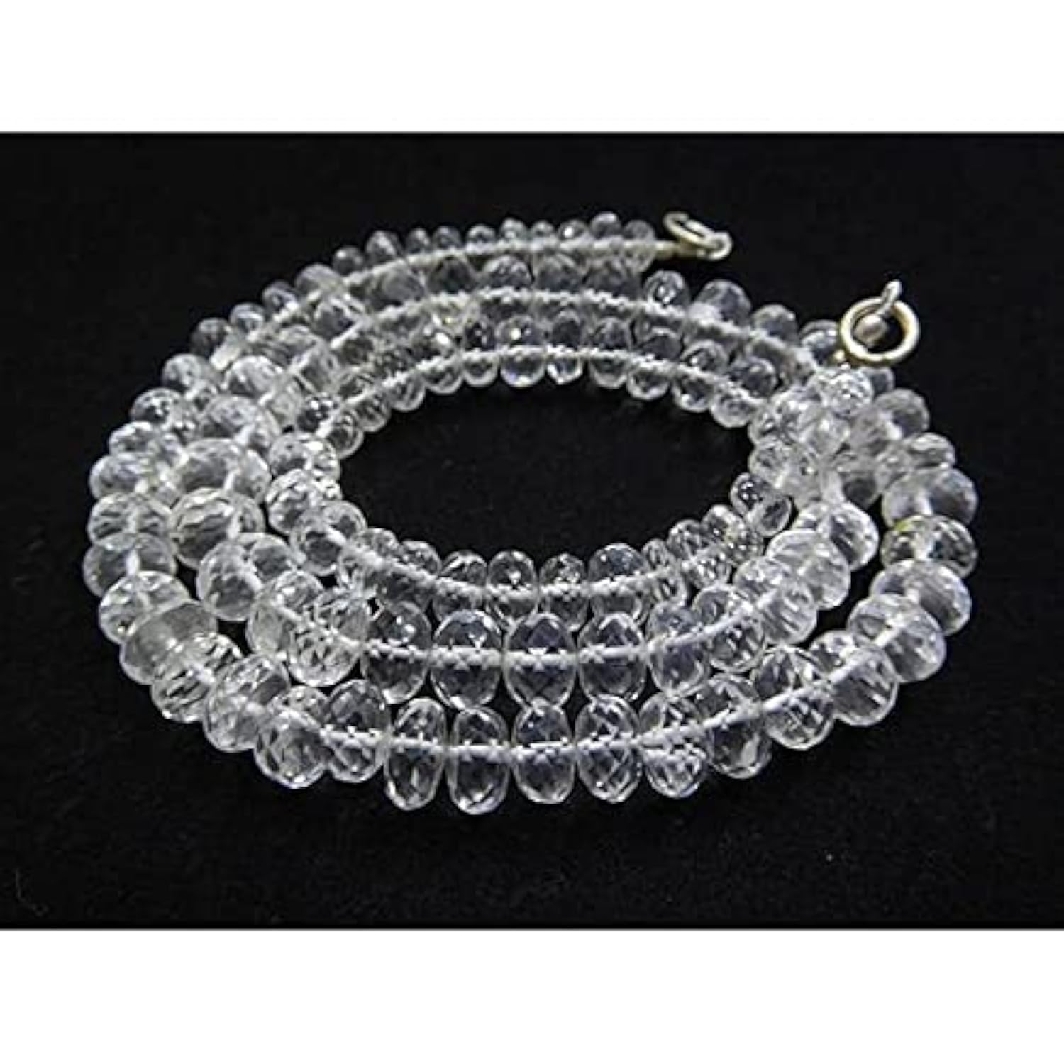 Collier quartz cristal clair perles rondelles facettées 5-8 mm de 45 cm pour création