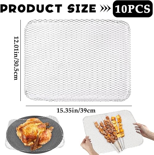 Miniatura 2 de 10 piezas desechables de aluminio para barbacoa al aire libre, alfombrillas de malla antiadherentes para cocinar, hornear y acampar (12 x 15.3
