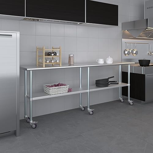 Miniatura 36 de AmGood Mesa de trabajo de acero inoxidable con ruedas Estación de trabajo