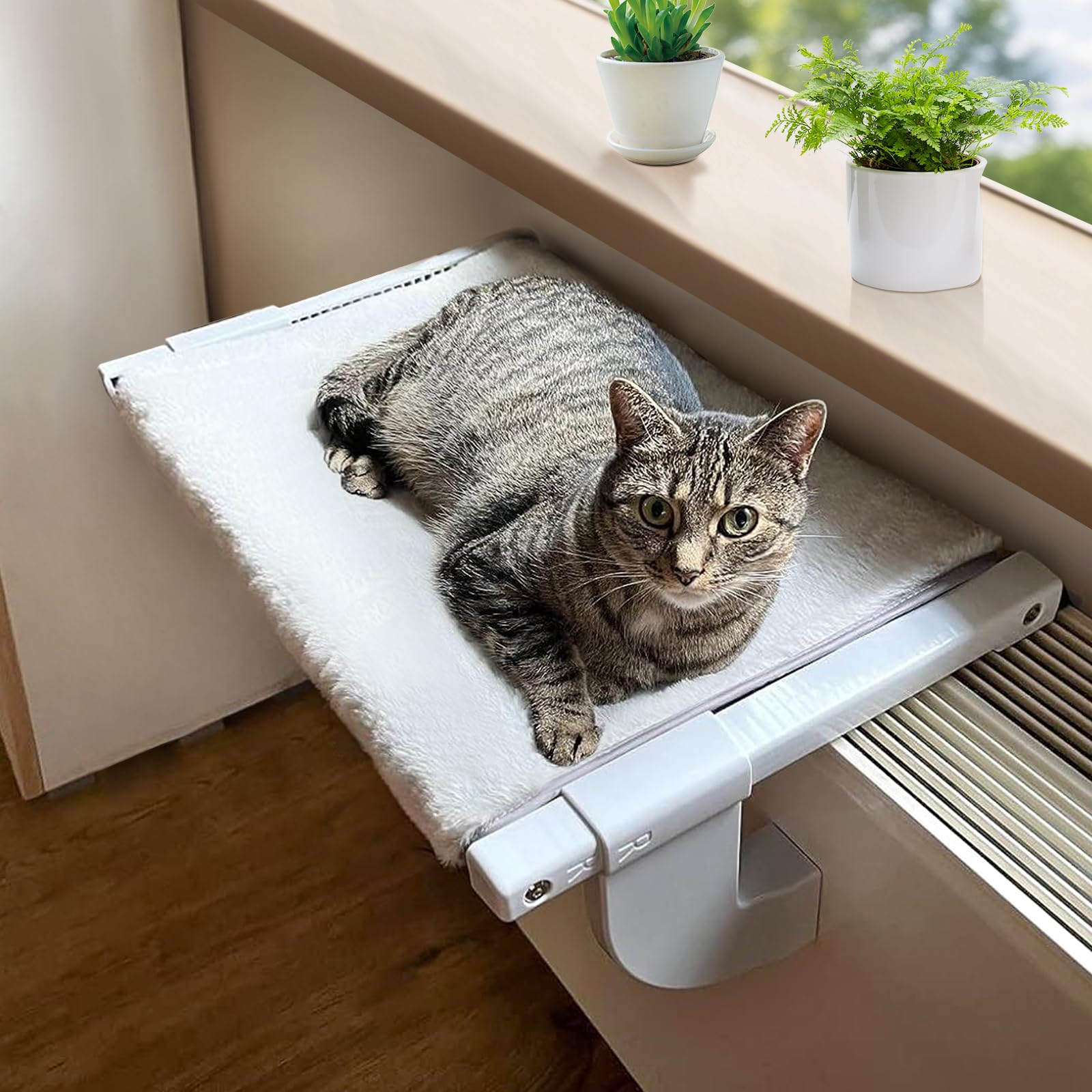 GUUSII HOME Katzenliege Balkon Fensterhängematte für Heizung Heizkörper 56 * 34.5cm Hängematte für Katzenfenster Katzen Fensterliege Fensterplätze Katzenbett Fensterbank Fensterliegeplatz (S)