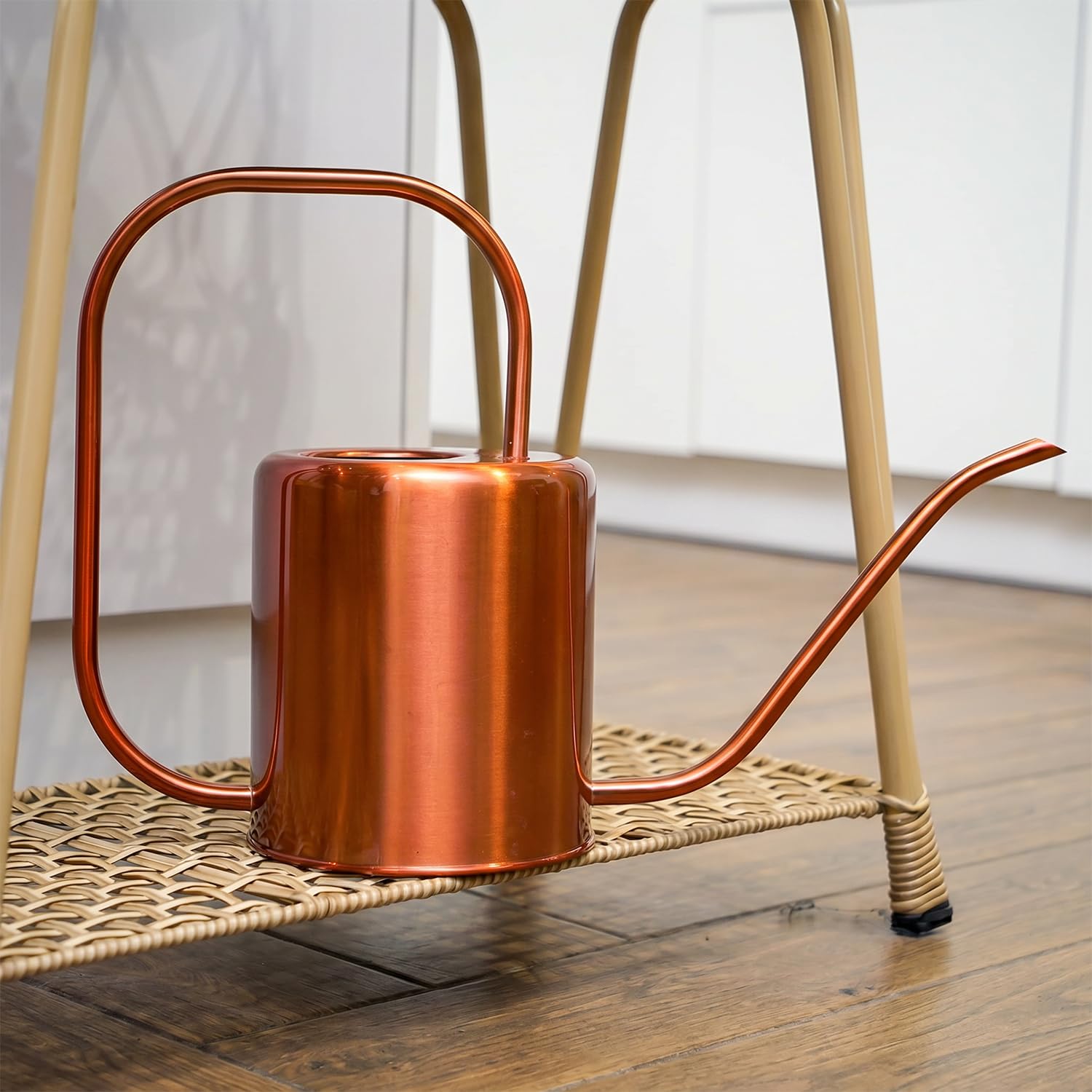 Plexon Metall-Gießkanne für Zimmerpflanzen, 1,5 l, Edelstahl, langer Auslauf, Gießkanne für den Außenbereich, Haus, Pflanze, Blume, Garten