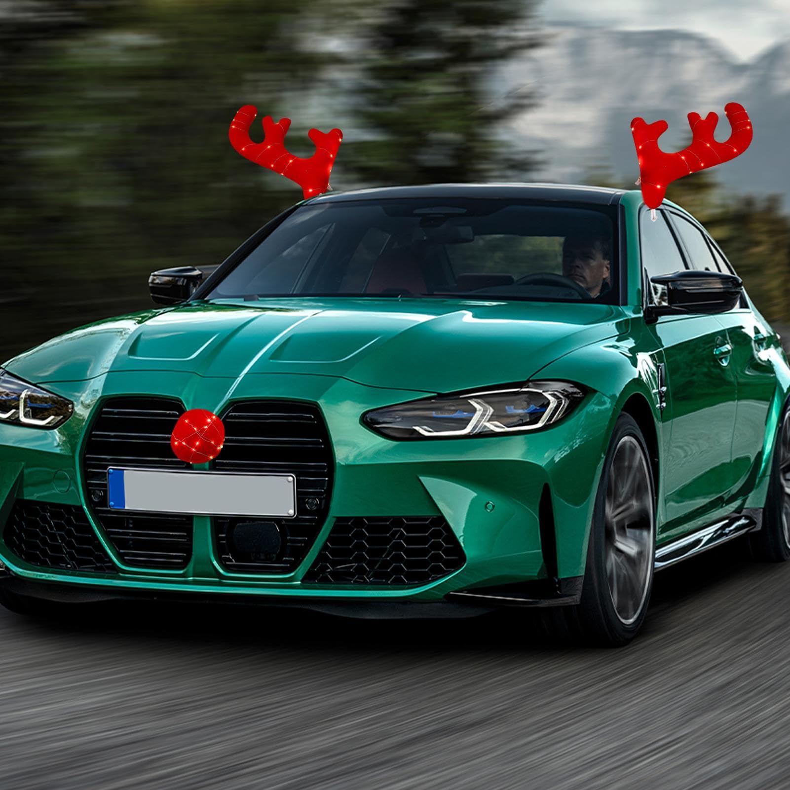 Générique Bois de Voiture pour Noël - Kit de Voiture en Corne de cerf de Noël | Costume de Camion de Voiture de noël, Ensemble Cadeau de noël, décoration de Renne, Bois pour Camion véhicule