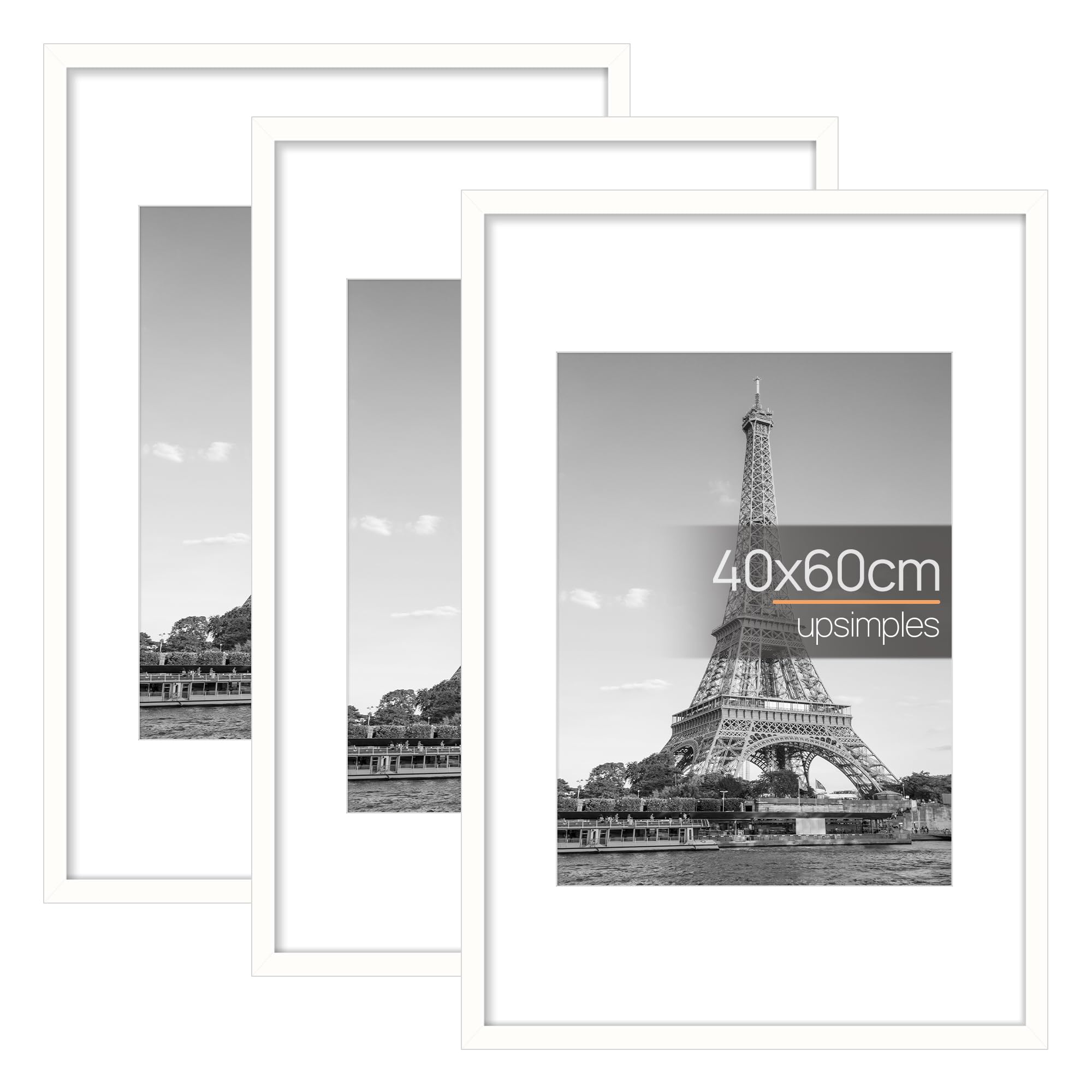 upsimples 3 Pack Bilderrahmen 40x60, Weiß Rahmen 40x60, Picture Frame für Fotos, Bilder, Poster