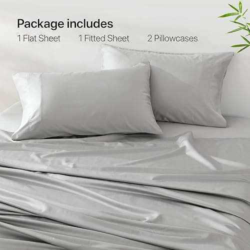Miniatura 6 de NATUREFIELD Bed Sheets Set Queen Size (4pc), Rayon Derived from Bamboo & Organic Cotton Blend 400 Thread, Silky Soft Cooling Sheets with Deep