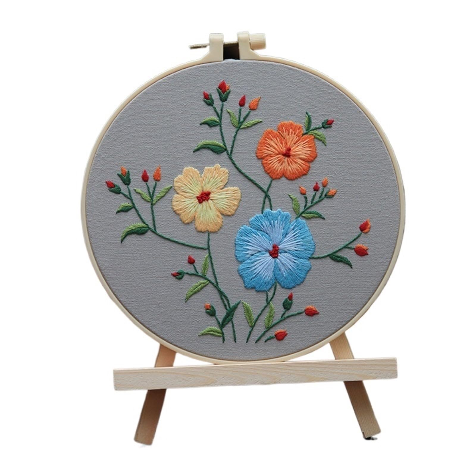 LKLNKVL embroidery, Embroidery Kit， Flower Stamped Kit(Color 07,With 20cm hoop)