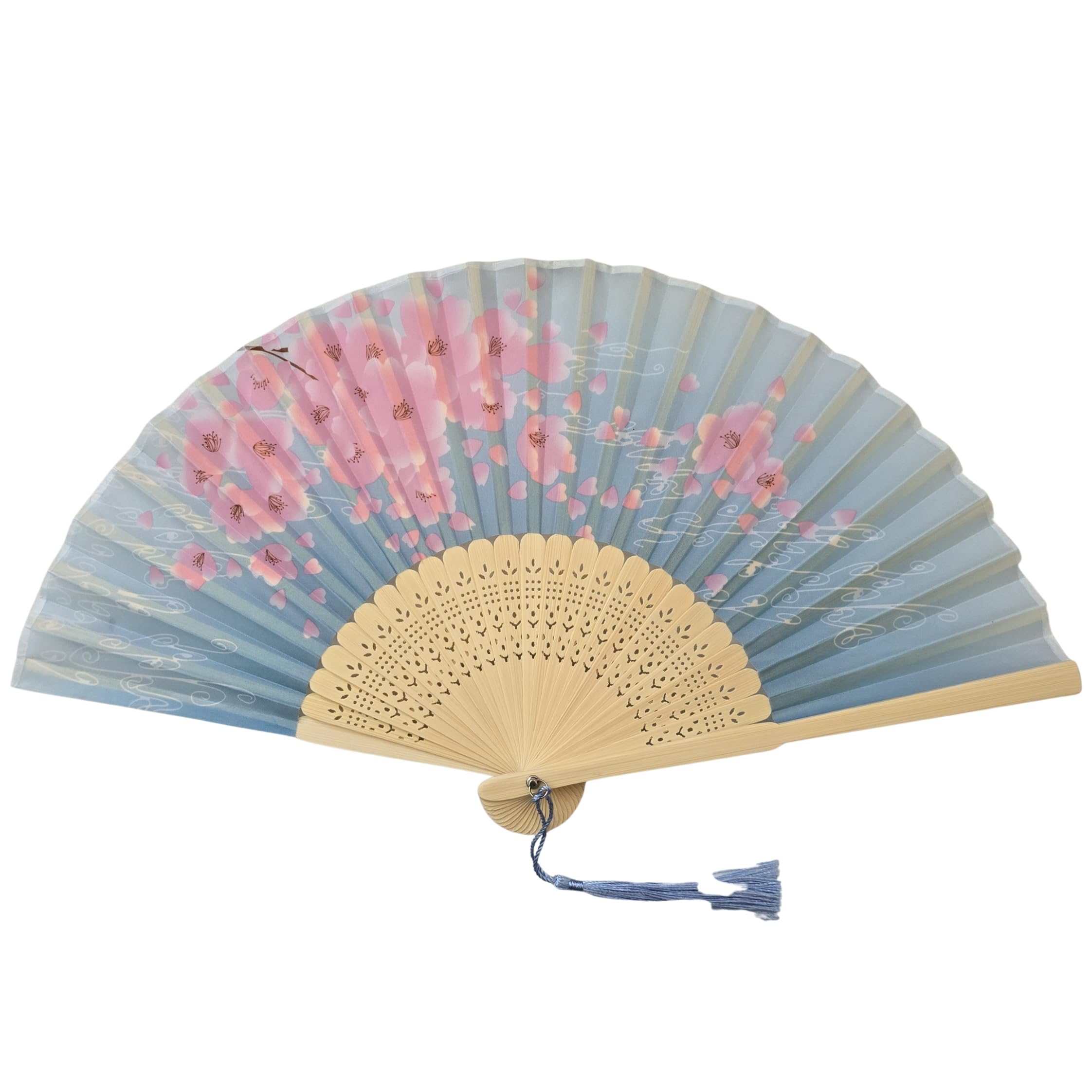 GFM® Bamboo Silk Handheld Folding Hand Fan for Summer, Wedding, Party Favour (FLSLK-CH-56) — image 1