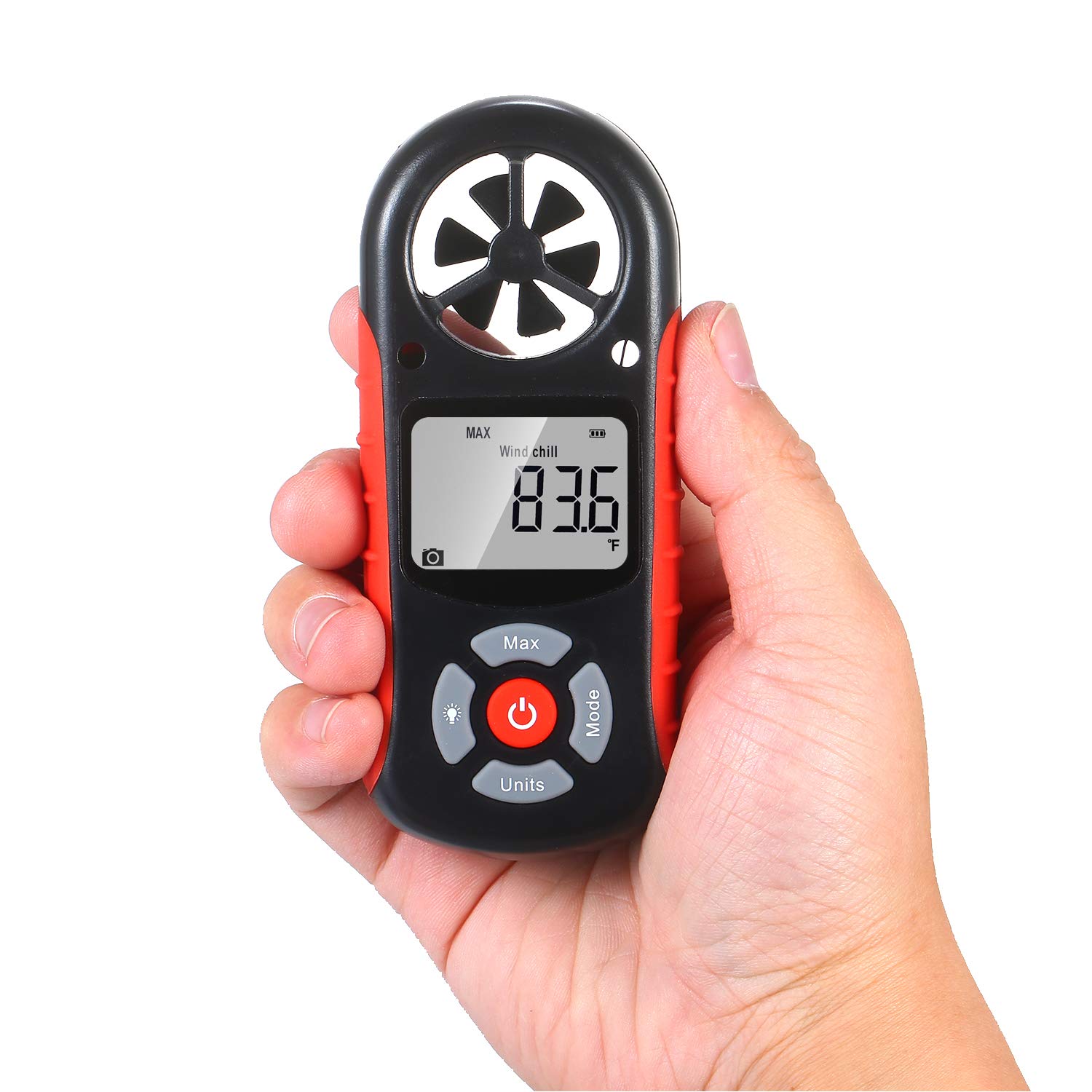 Irfora 8-in-1-Handheld-Digitalanemometer Windgeschwindigkeit/Windkälte/Temperatur/Luftfeucgkeit/Wärmeindex/Taupunkt/Luftdruck/Höhenmesser Digitaler Meteorograph mit