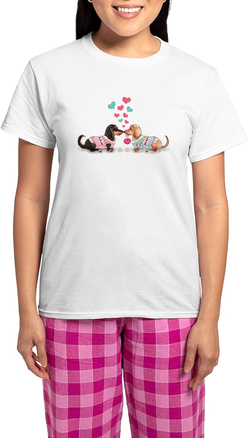 CafePress Doxie Valentine Pajamas Women's Novelty Cotton Pajama Set, Comfortable PJ Sleepwear