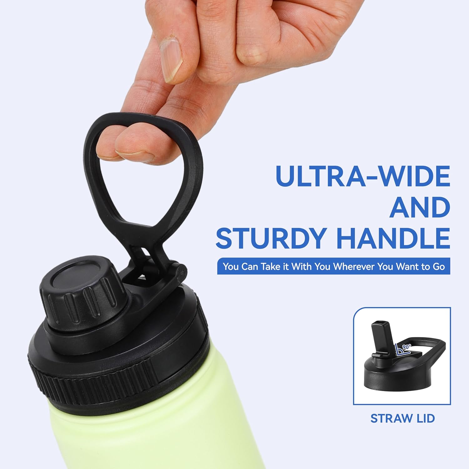 DOMICARE 16 oz Water Bottle Stainless Steel Double Wall Vacuum Insulated Water Bottle with Straw lids & Spout Lid, Leakproof - Image 3