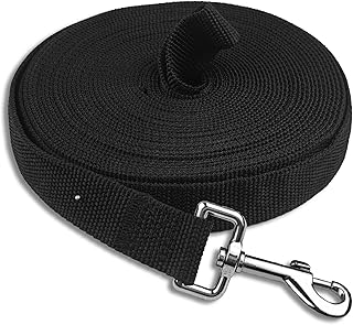 Venprodium Longe pour Chien 10m, Laisse Chien avec Mousqueton Verrouillable, Laisse de Dressage, Durable et Léger, Laisses pour Chiens Tear Resistance, pour Petit, Moyen et Grand Chiens, Noir
