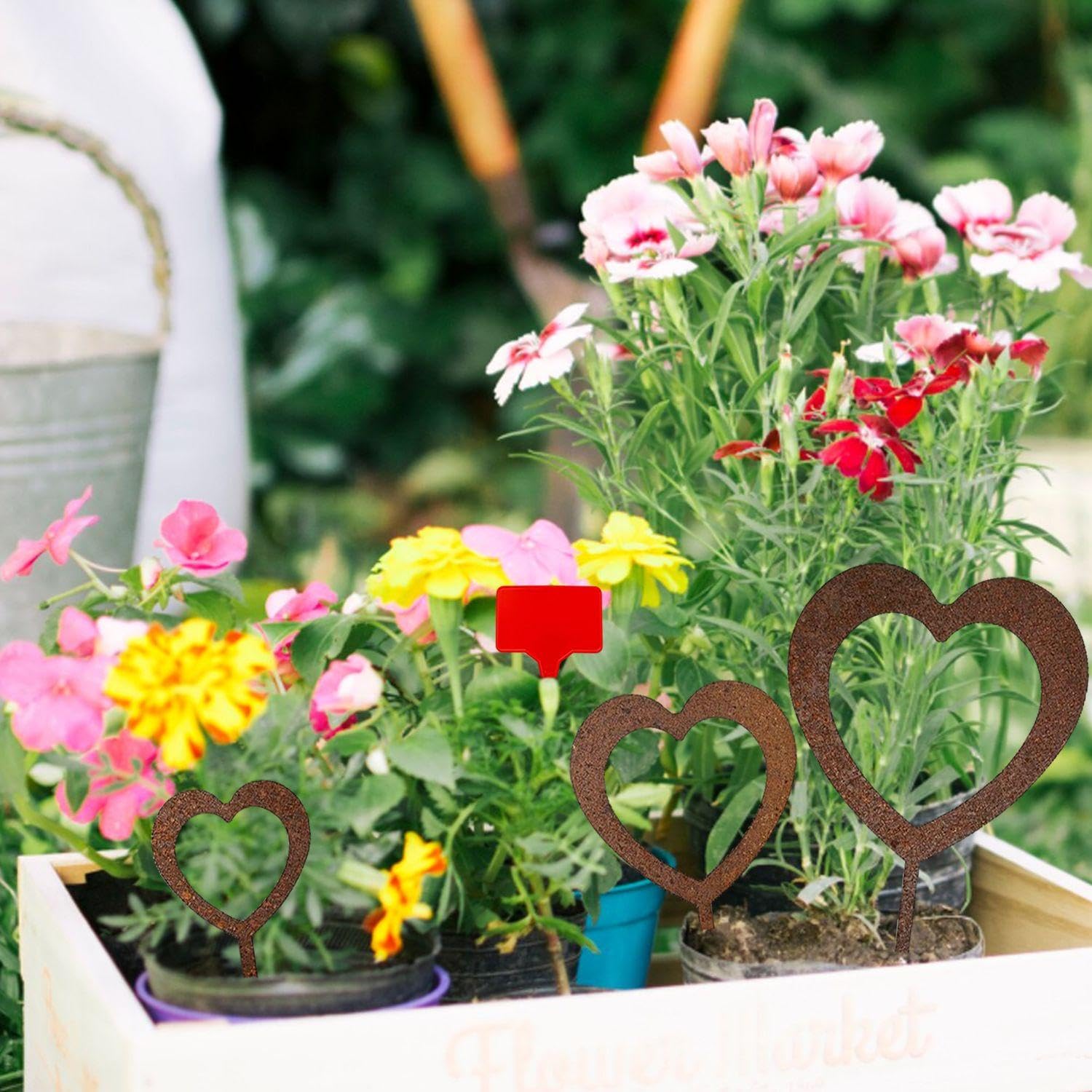 Box da Giardino A 3 A Forma di Cuore E 3 Segni, Decorazioni da Giardino, Ghiaia Vegetale, Decorazioni da Giardino.