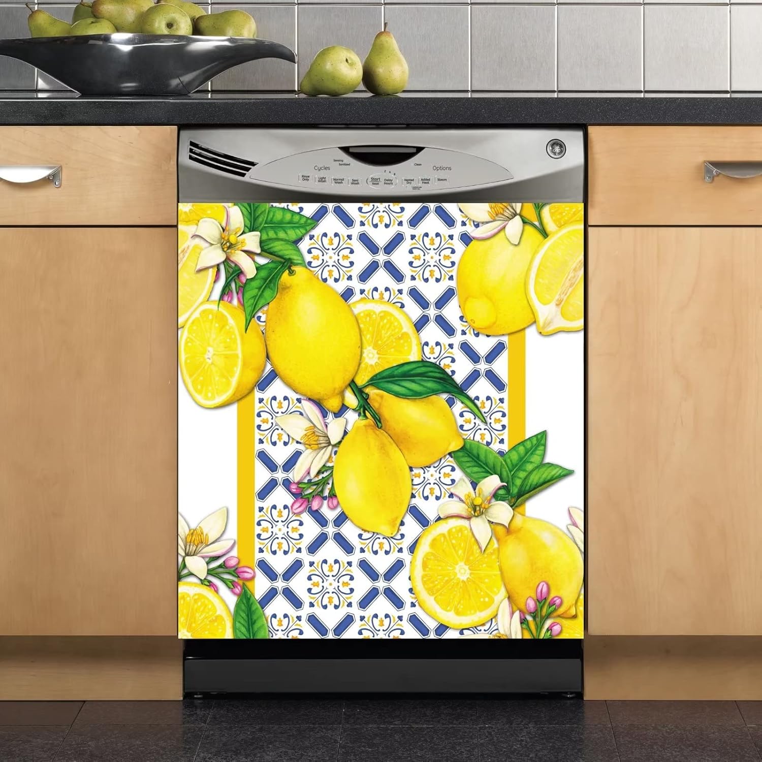 Lemon Kitchen Decor,Bright Lemon Dishwasher Cover