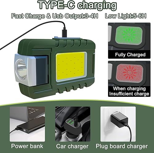 Miniatura 4 de Mini linterna de 500 lúmenes, linterna de mano recargable, luz de llave giratoria de 180, 6 modos, diseño impermeable, para camping, senderismo,