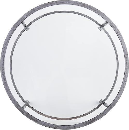 Miniatura 6 de SEI Furniture Jaymes - Mesa auxiliar redonda de metal y vidrio de 2 niveles, color plateado y negro