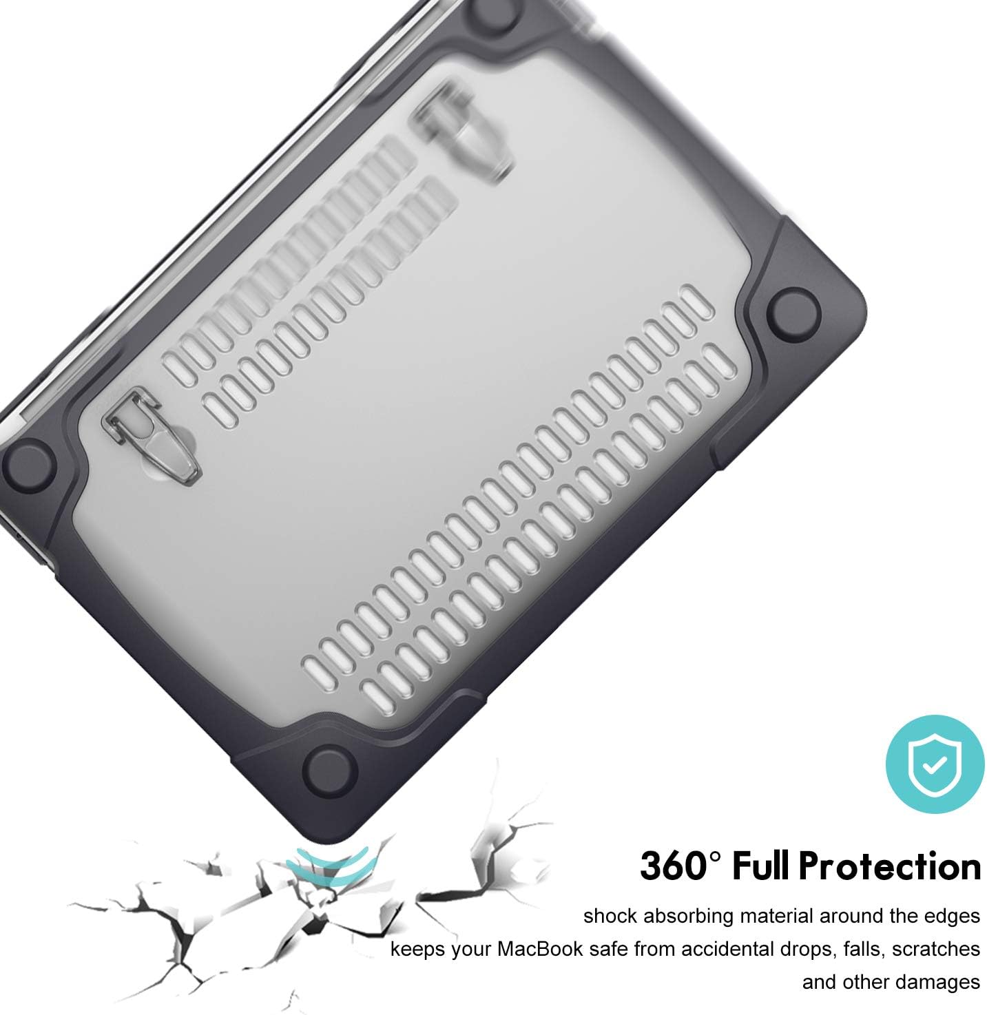 Exсluѕіvе Sресіаl ProCase MacBook Pro 13 Inch Case 2020 M1 A2338/ A2289/ A2251, Heavy Duty Slim Hard Shell Dual Layer Protective Cover with Fold Kickstand for MacBook Pro New 13-inch Retina with Touch ID -Black