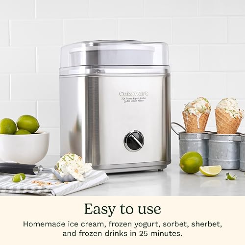 Miniatura 3 de Cuisinart ICE30BCP1 - Máquina para hacer helado, sorbete y yogur congelado de Cuisinart, con tazón congelador de 2 cuartos de galón con doble